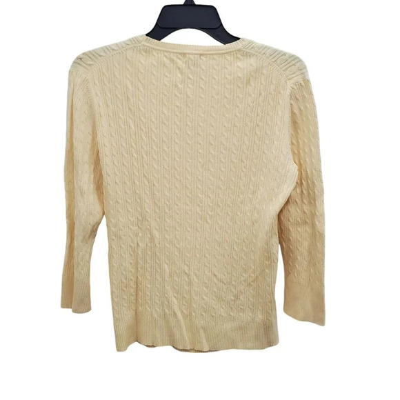 Gap Stretch Women's Vintage 90s Yellow Small Cable Knit Crew Neck Sweater Size M - Picture 5 of 5